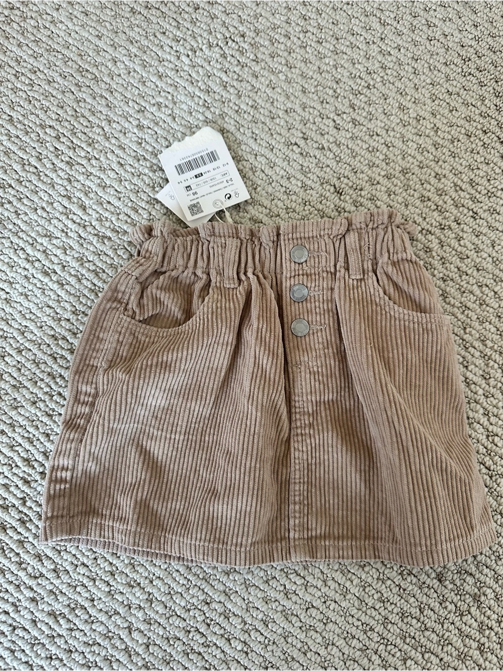 Zara Girls' Corduroy Button-Front Skirt in Beige - size 2-3